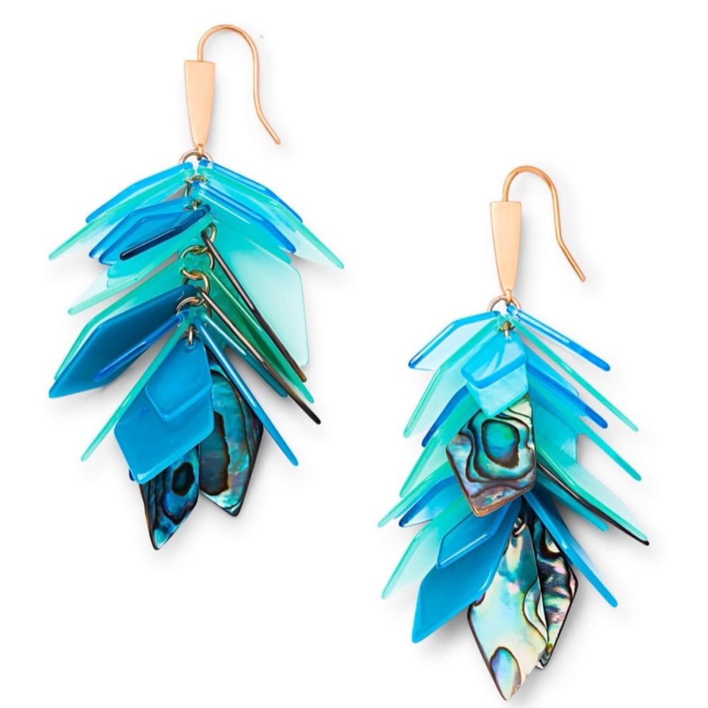 Kendra Scott Turquoise and Teal Layered Dangle Earrings